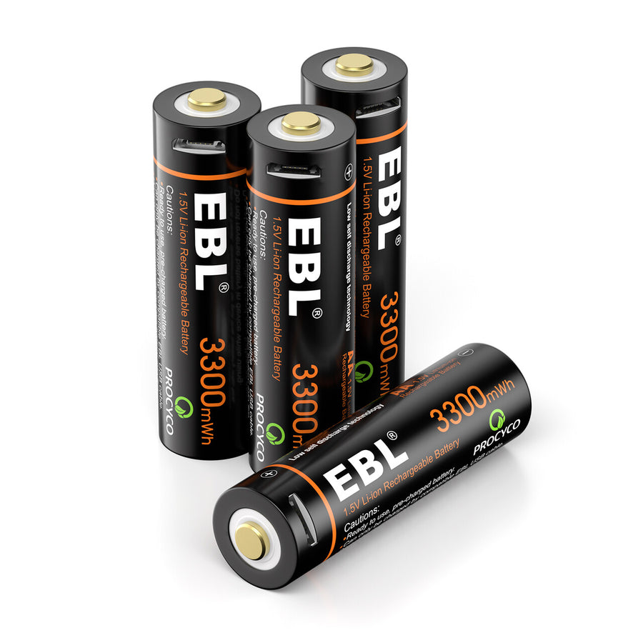 Shop USB Rechargeable Li-ion AAA Batteries - EBLOfficial