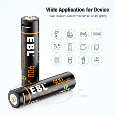 EBL USB Rechargeable Lithium AAA Batteries - 1.5V - EBLOfficial