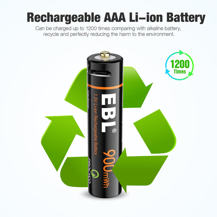 EBL USB Rechargeable Lithium AAA Batteries - 1.5V - EBLOfficial