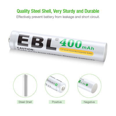 EBL 1.2V 400mAH AAAA Ni-MH Rechargeable Batteries - EBLOfficial