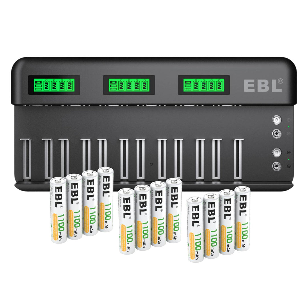 EBL 12+2 Bay Universal Battery Charger and 1.2V AAA Ni-Mh Rechargeable Batteries