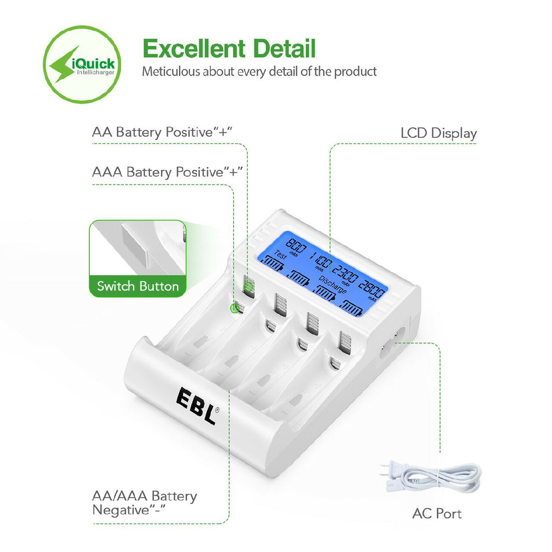 EBL LCD AA AAA Battery Charger Analyzer Tester RM-72