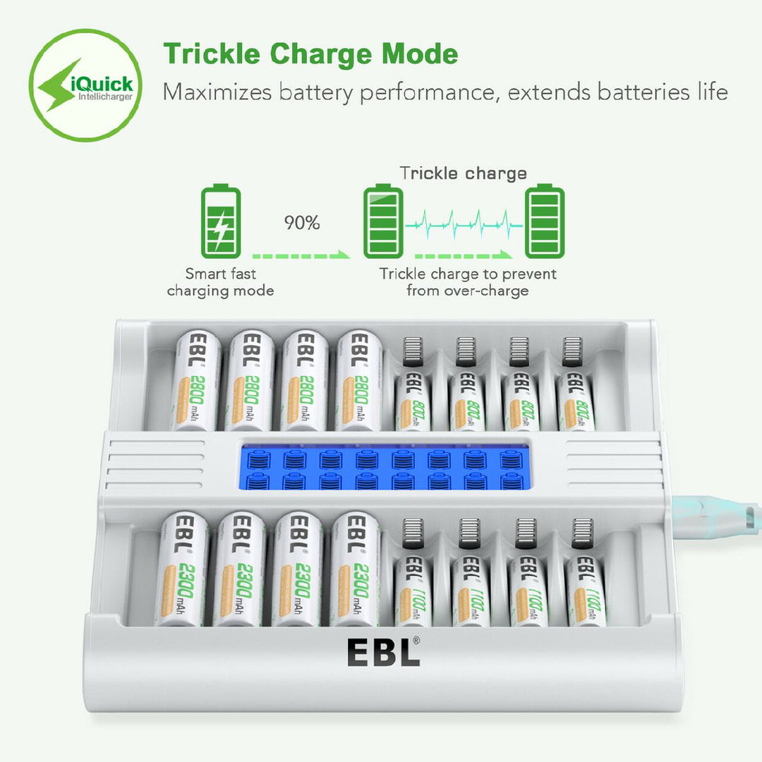 EBL RM78 16 Slots LCD Battery Charger for NiMH AA AAA Batteries