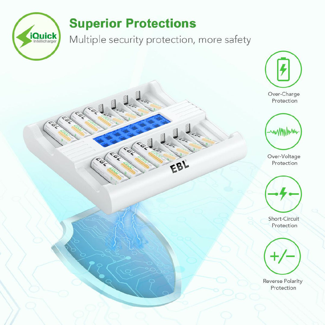 16 slots Smart LCD battery charger for AA AAA batteries