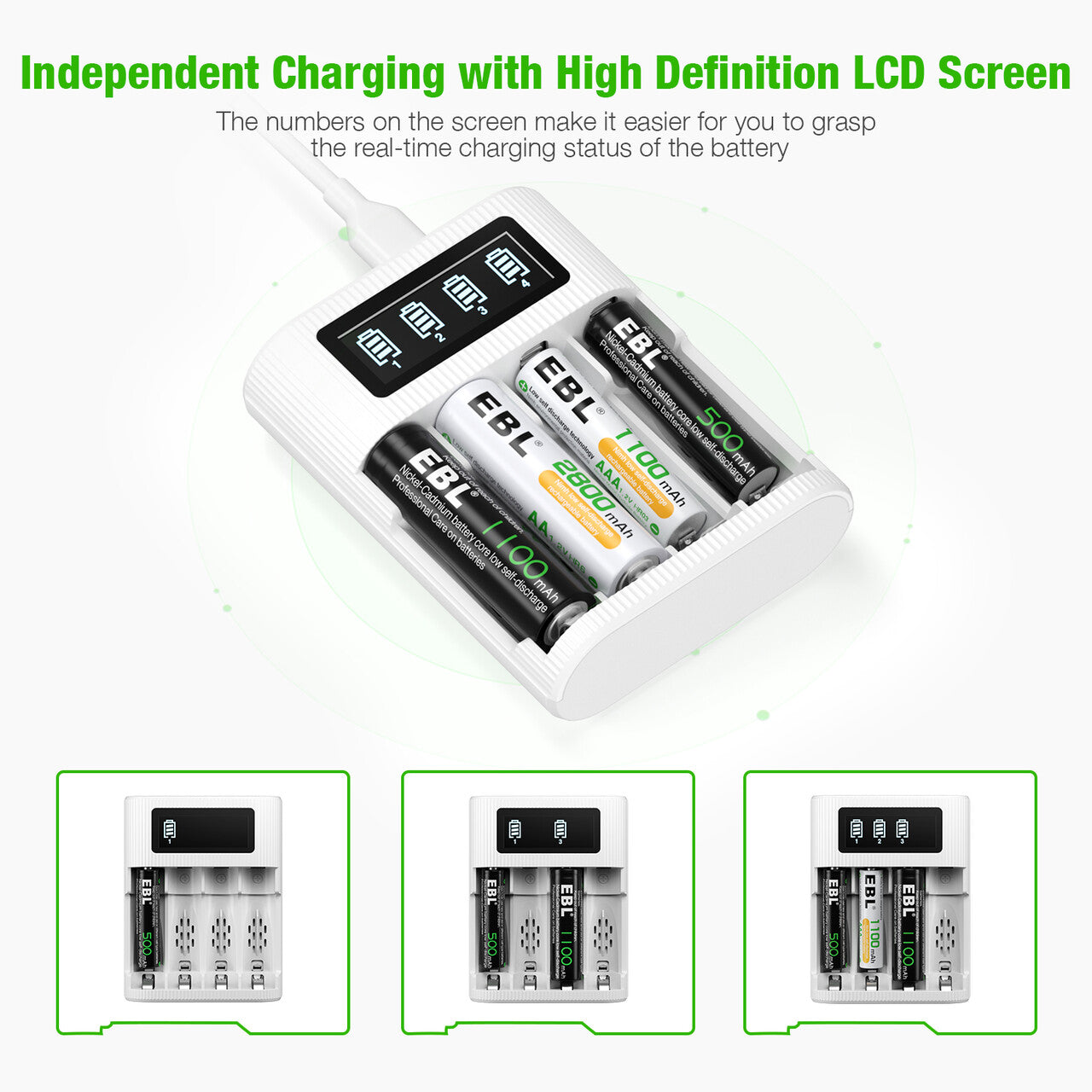 Smart lcd AA and AAA Ni-MH Ni-CD battery charger