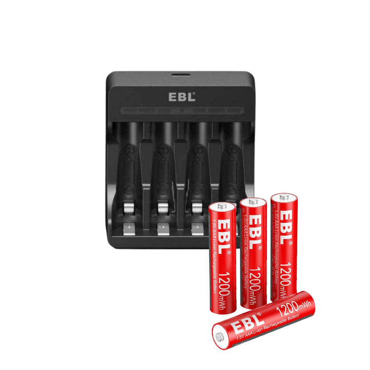 EBL Lithium Battery Charger with 4 x 1.5V AAA Li-ion Batteries