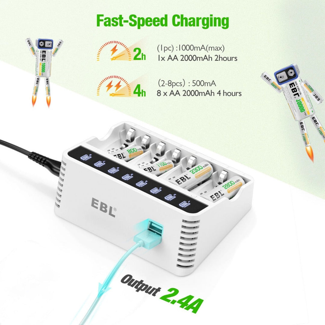 EBL 8 Bay Individual Battery Charger