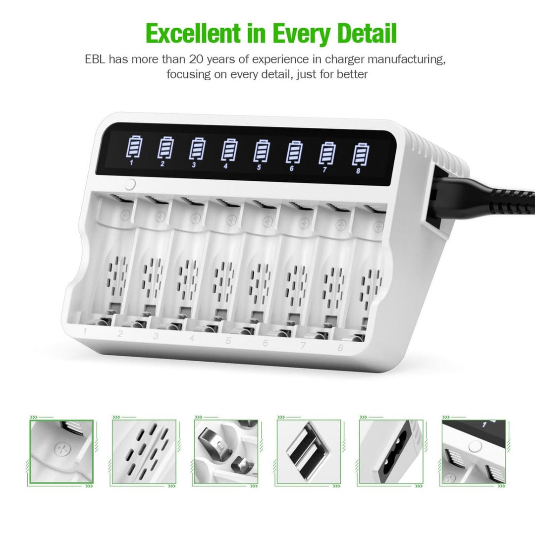 EBL 8 Bay Individual Battery Charger