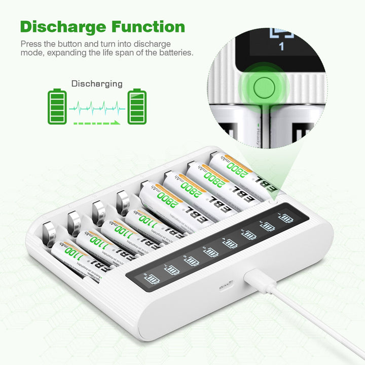 EBL FY-809 8-Bay LCD Smart Battery Charger