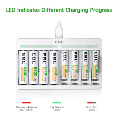 EBL Smart 8 Bay C9010N AA AAA Ni-MH Battery Charger