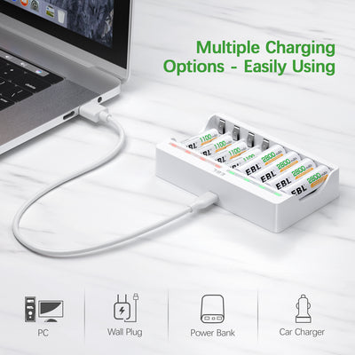 EBL Smart 8 Bay C9010N AA AAA Ni-MH Battery Charger