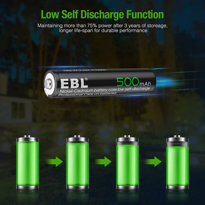 EBL AAA Ni-Cd Rechargeable Batteries 500mAh - EBLOfficial