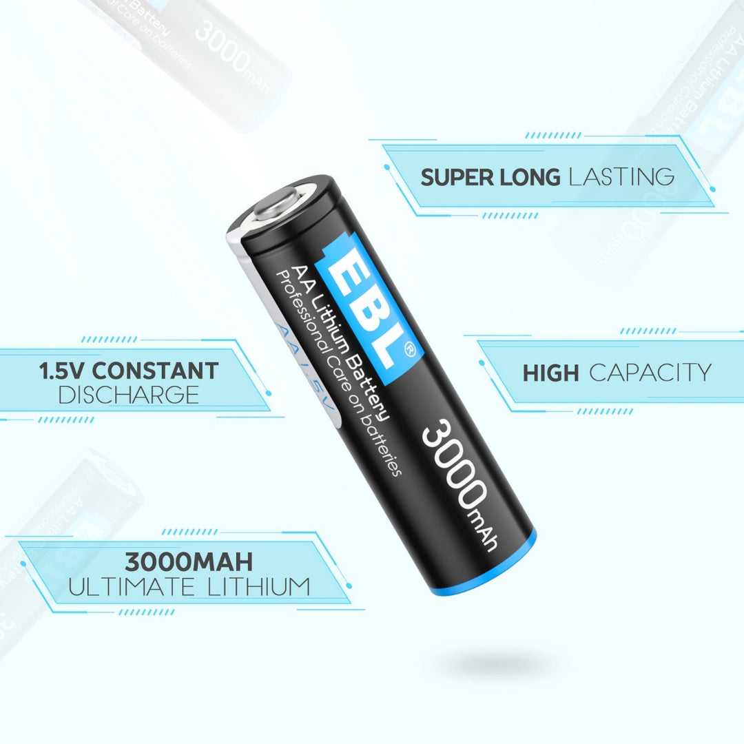 EBL 3000mAh AA Lithium Batteries 1.5V (Non-Rechargeable)