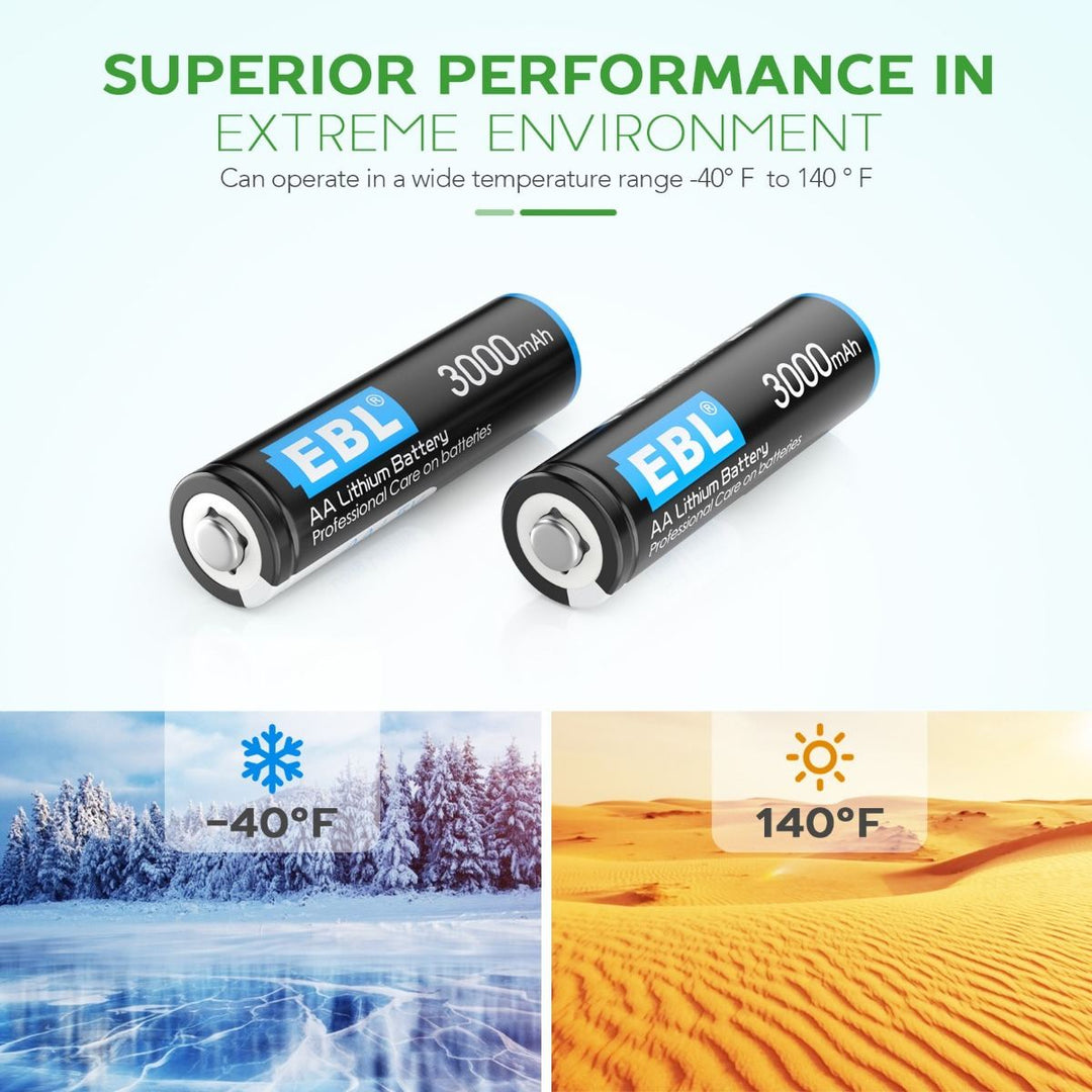EBL 3000mAh AA Lithium Batteries 1.5V (Non-Rechargeable)