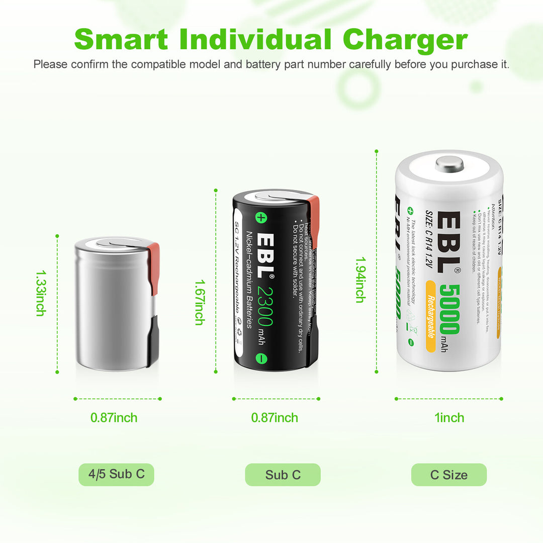 EBL 2300mAh Sub C NiCd Rechargeable Batteries - EBLOfficial