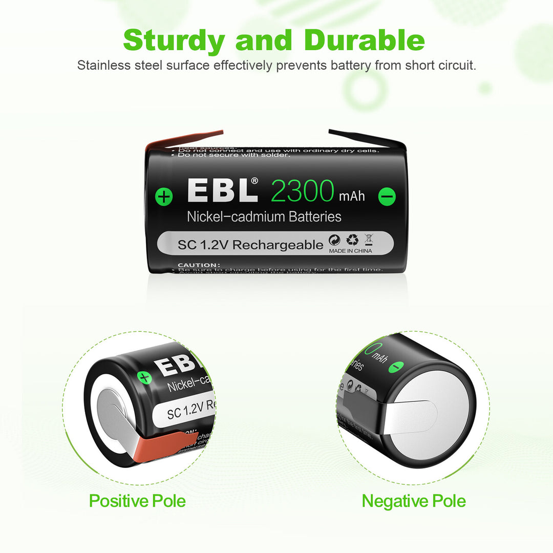 EBL 2300mAh Sub C NiCd Rechargeable Batteries - EBLOfficial