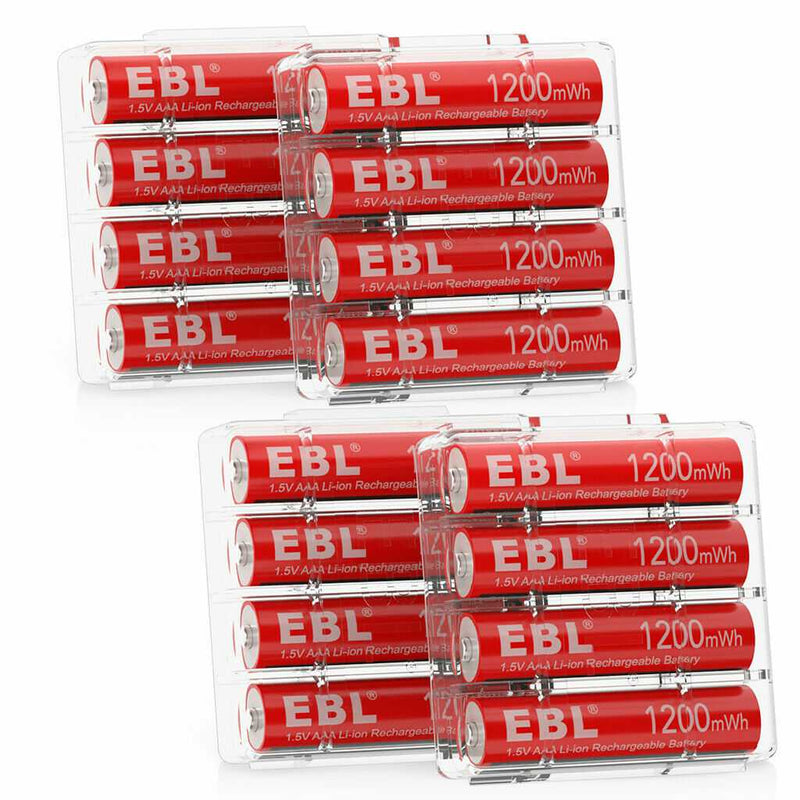 EBL 1.5V Rechargeable AA & AAA Lithium Batteries With Charger – 3000mWh/1200mWh